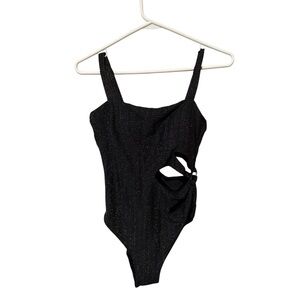 Cupshe Black Shimmer One Piece Swimsuit with Cutout Size Medium